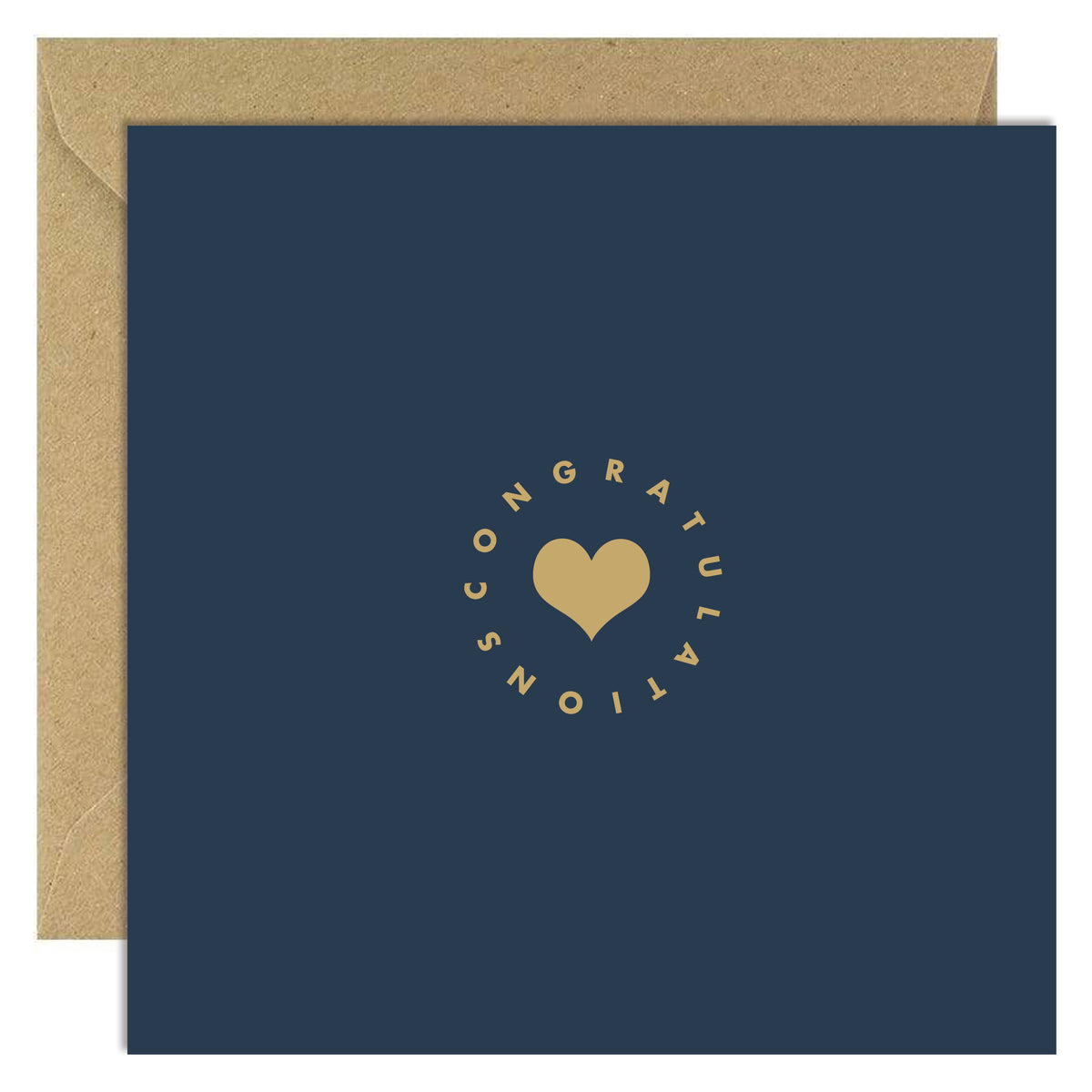 Congratulations Heart - Gold Foil Navy