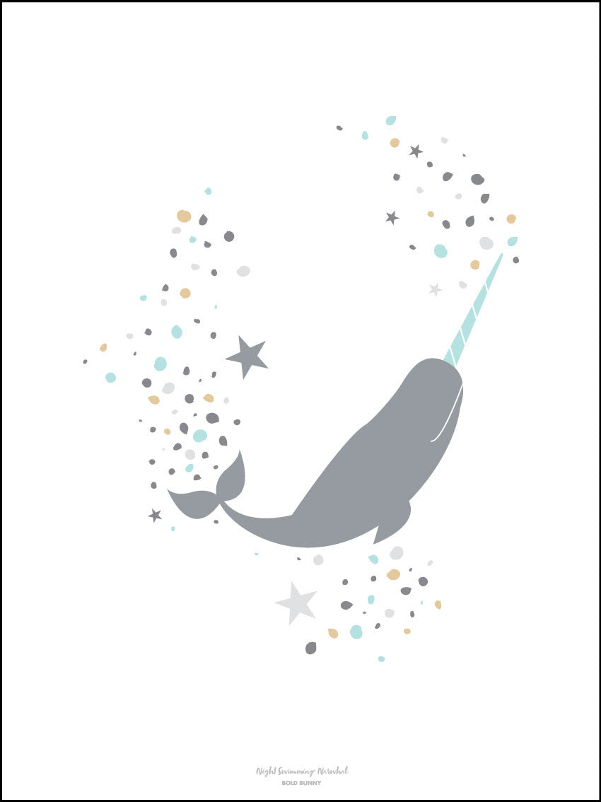 Night Swimming Narwhal - Aqua