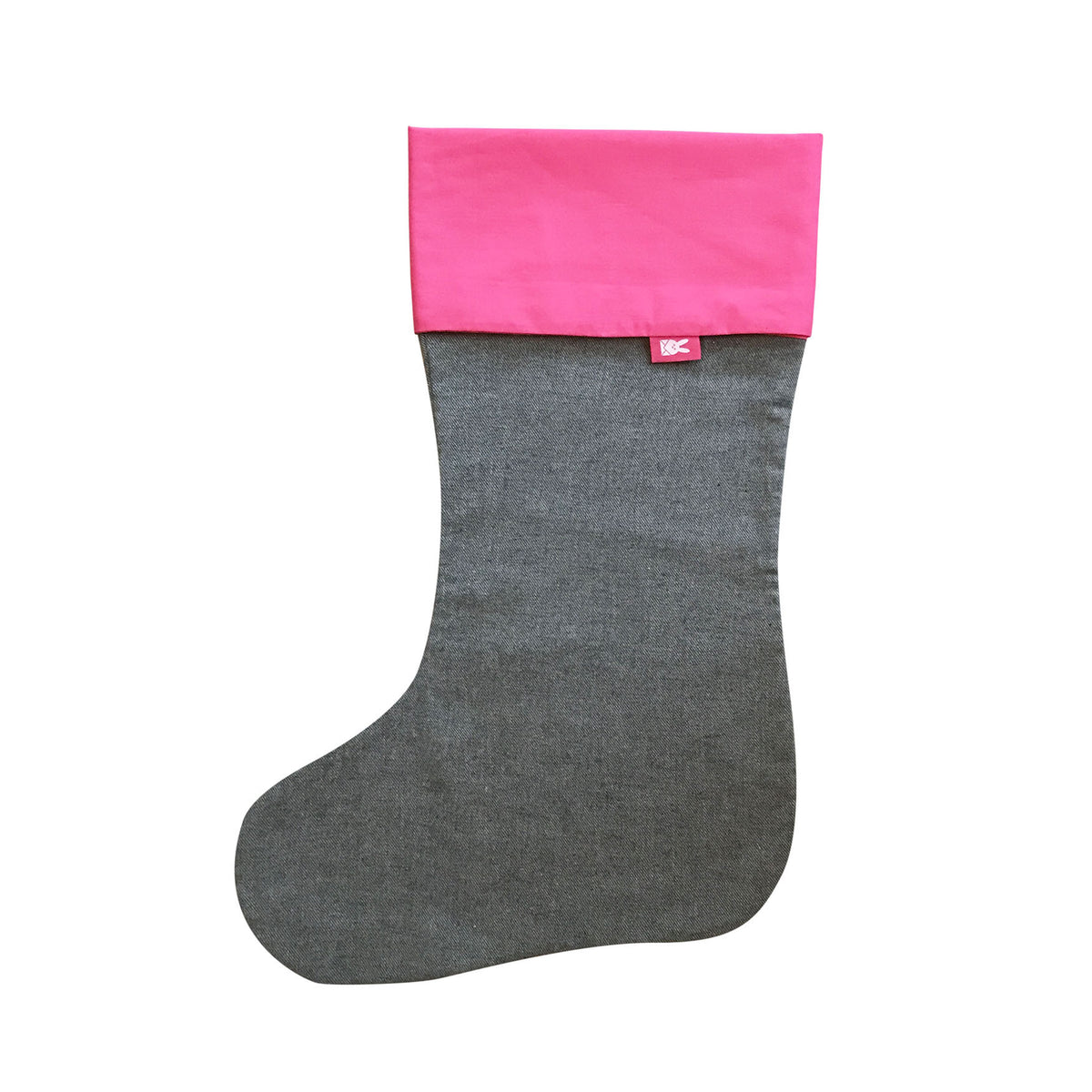 Grey &amp; Hot Pink Christmas Stocking